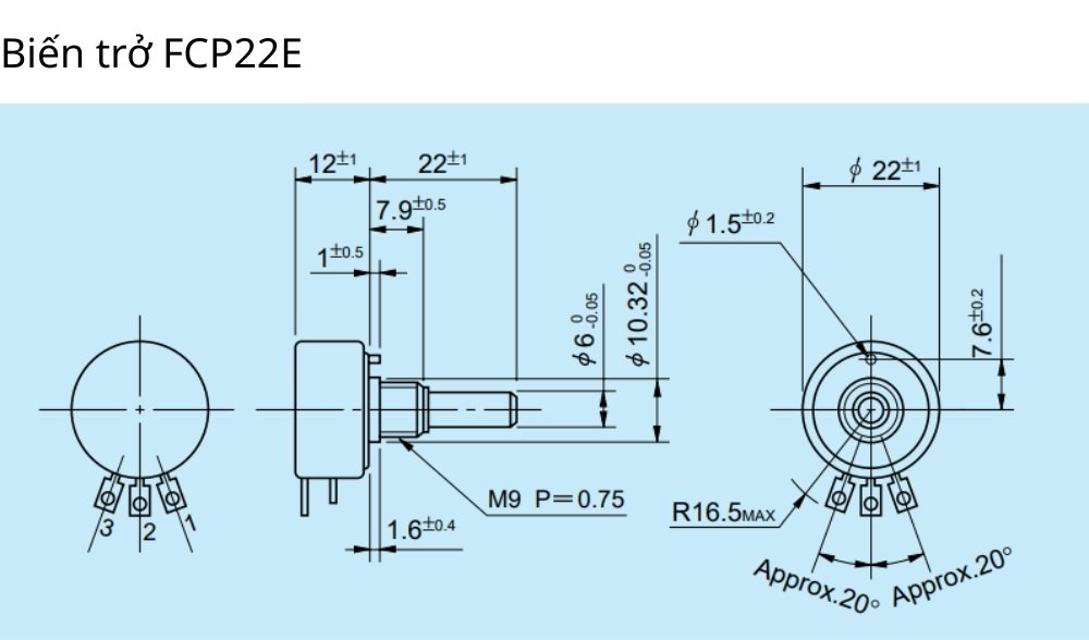 Thông số kỹ thuật biến trở FCP22E