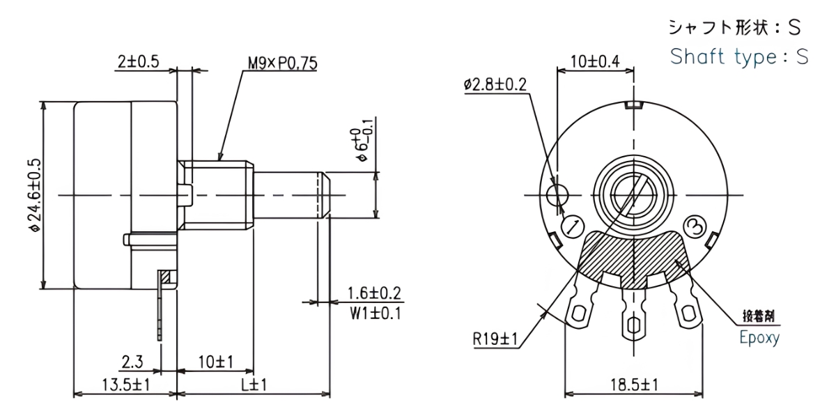 Thông số kỹ thuật biến trở TOCOS RV24YN