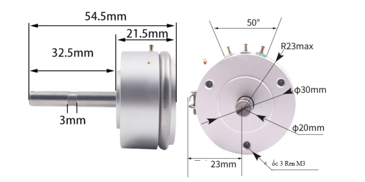 Thông số kỹ thuật biến trở vô cấp WDD35D-1