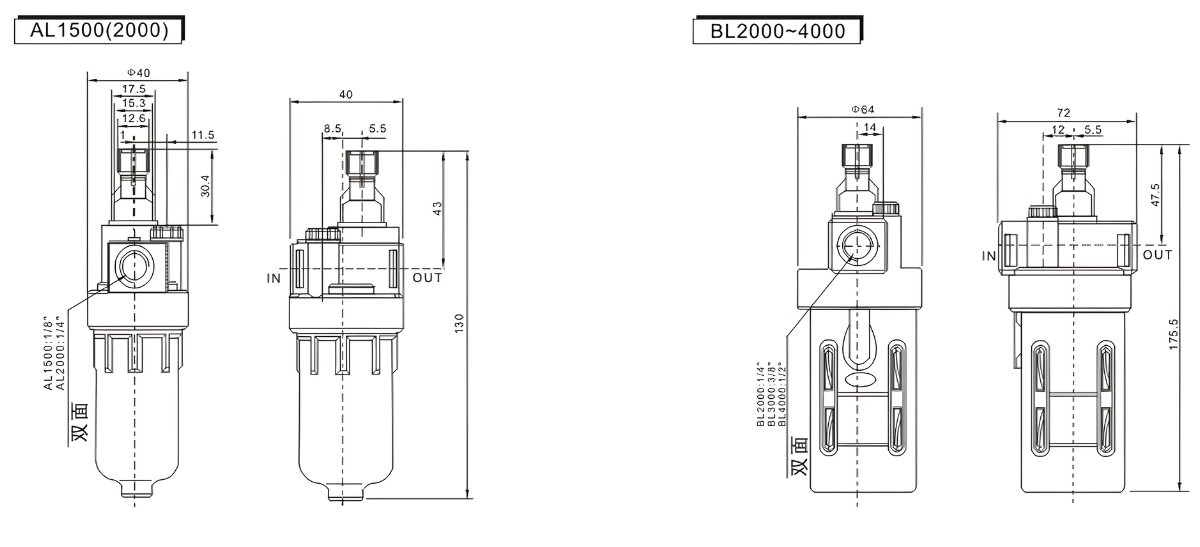 Thông số kỹ thuật bộ cấp dầu khí nén AL/ BL
