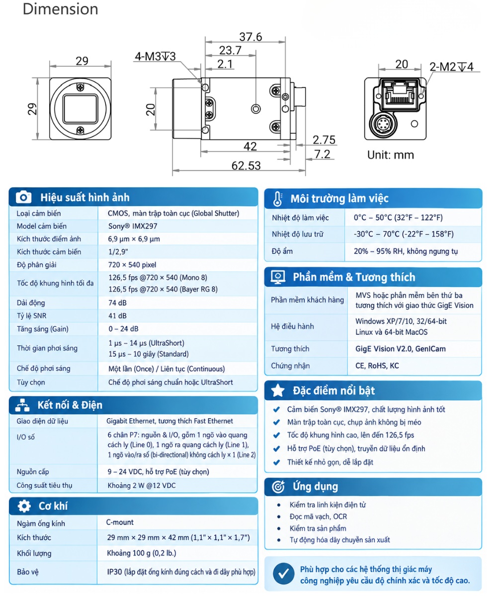 Thông số kỹ thuật camera công nghiệp MV-CU004-10GM/ GC