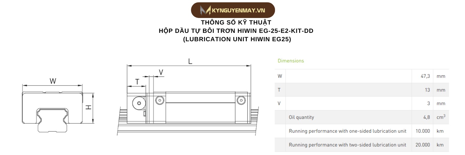 Thông số kỹ thuật lubrication unit HIWIN EG25