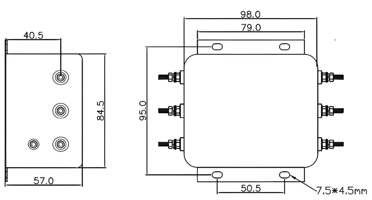 Thông số kỹ thuật lọc nhiễu 380VAC CW12B-30A-S