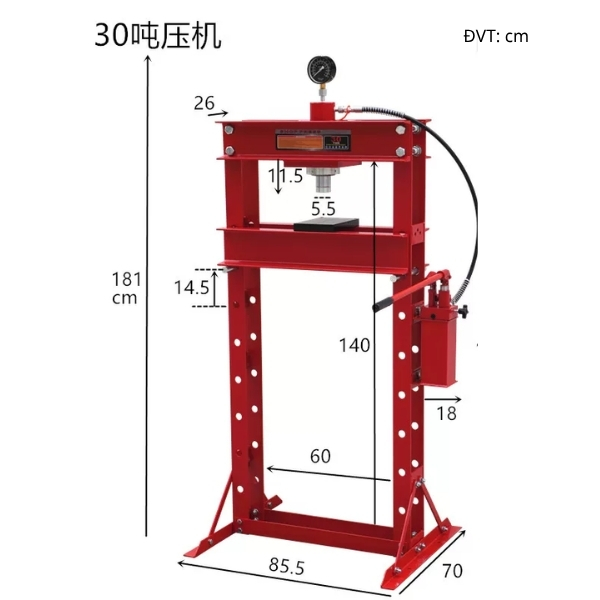 Thông số kỹ thuật máy ép thủy lực 30 tấn