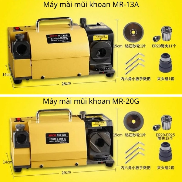 Thông số kỹ thuật máy mài mũi khoan MR-13A, MR-20G