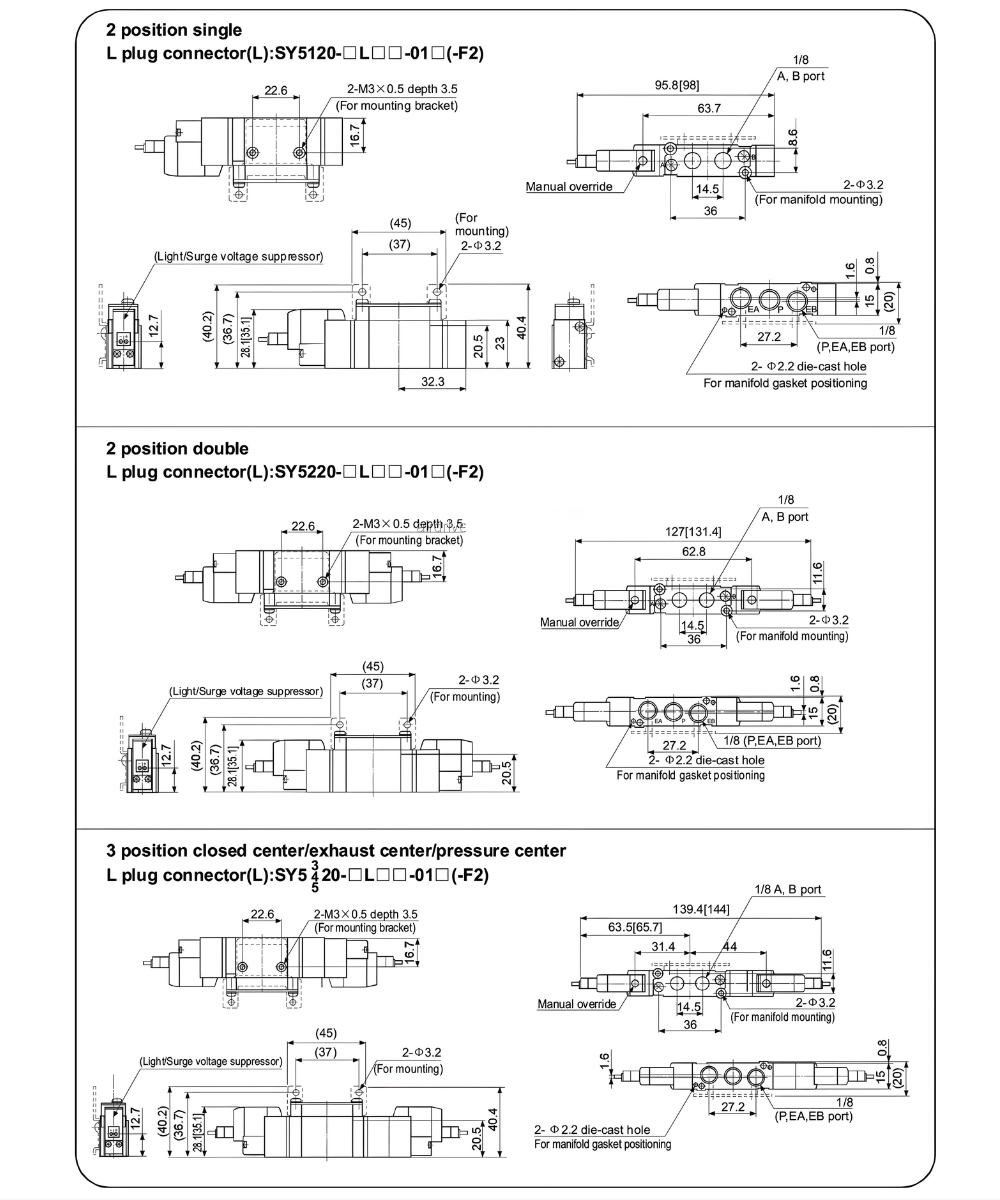 Thông số kỹ thuật van điện từ SMC SY5000