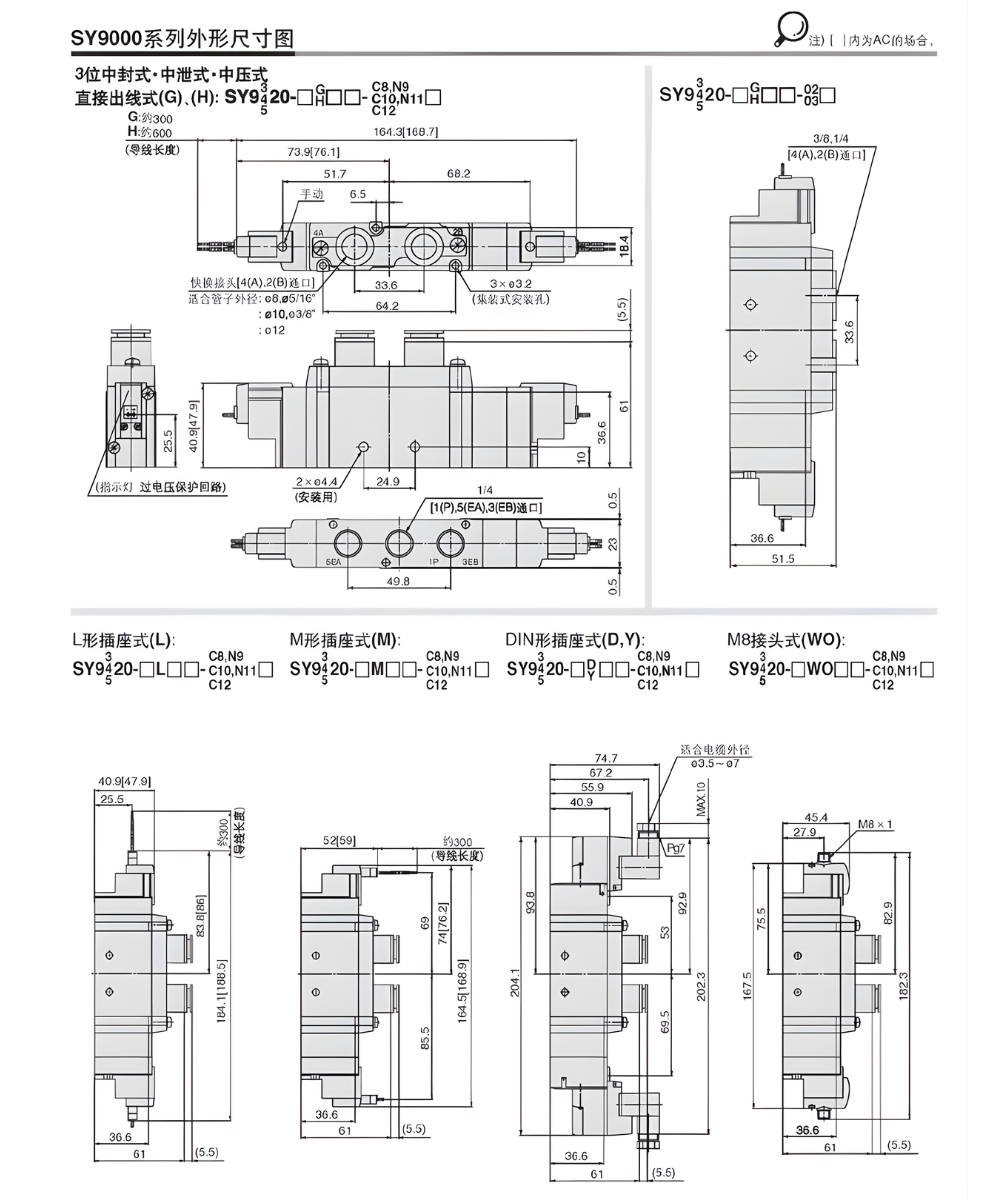 Thông số kỹ thuật van điện từ SMC SY9000
