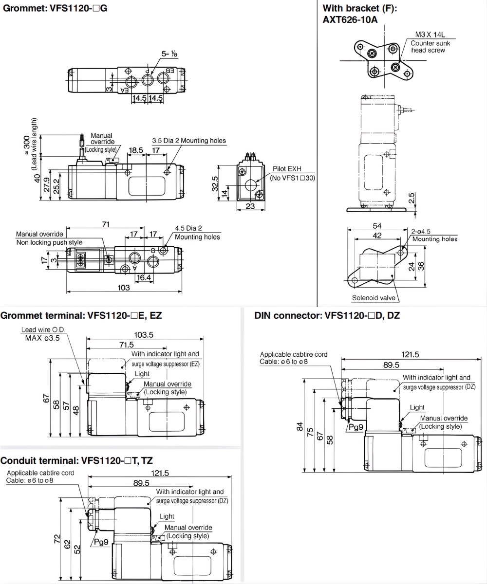 Thông số kỹ thuật van điện từ SMC VFS1120 , VFS1220, VFS1320, VFS1420, VFS1520