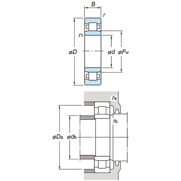 Thông số kỹ thuật vòng bi đũa NU 2304