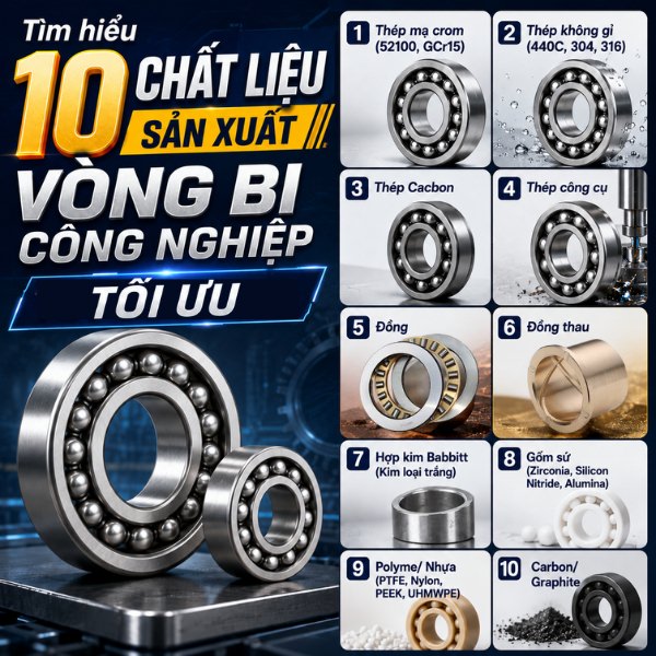 Tìm hiểu 10 chất liệu sản xuất vòng bi công nghiệp tối ưu