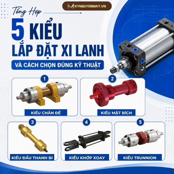 Tổng hợp 5 kiểu lắp đặt xi lanh và cách lựa chọn kiểu lắp đúng kỹ thuật