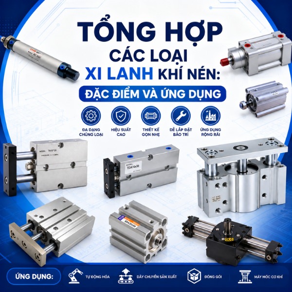 Tổng hợp các loại xi lanh khí nén: Đặc điểm và ứng dụng