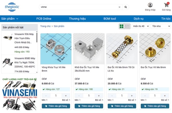 Thegioiic - Địa chỉ bán đai ốc vít me HCM