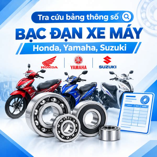 Tra cứu bảng thông số bạc đạn xe máy Honda, Yamaha, Suzuki