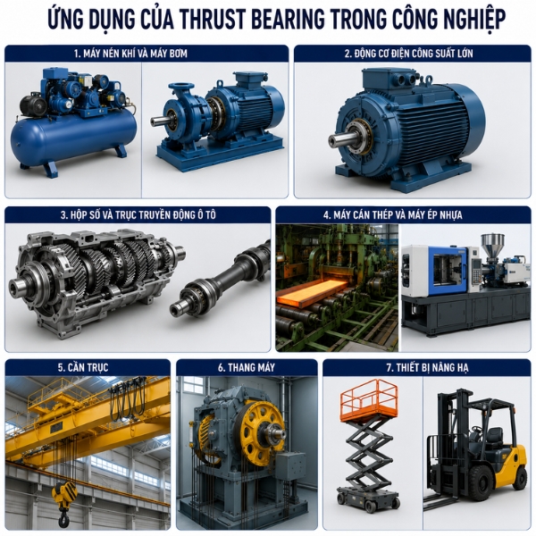 Ứng dụng của thrust bearing trong công nghiệp