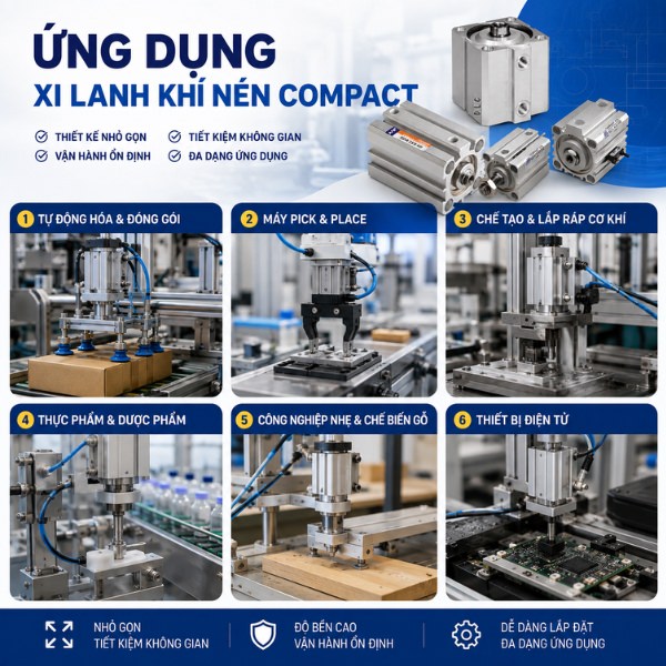 Ứng dụng xi lanh khí nén compact