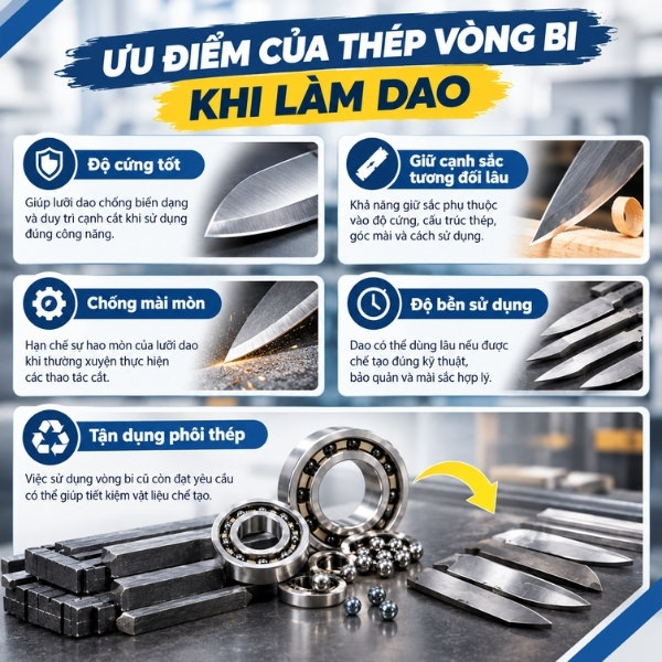 Ưu điểm của thép vòng bi khi làm dao