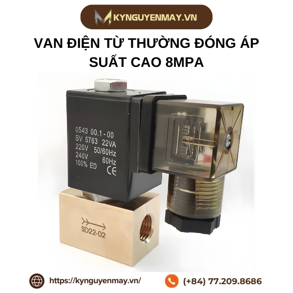 Van điện từ thường đóng áp suất cao 8Mpa