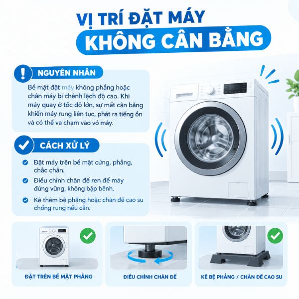 Vị trí đặt máy không cân bằng