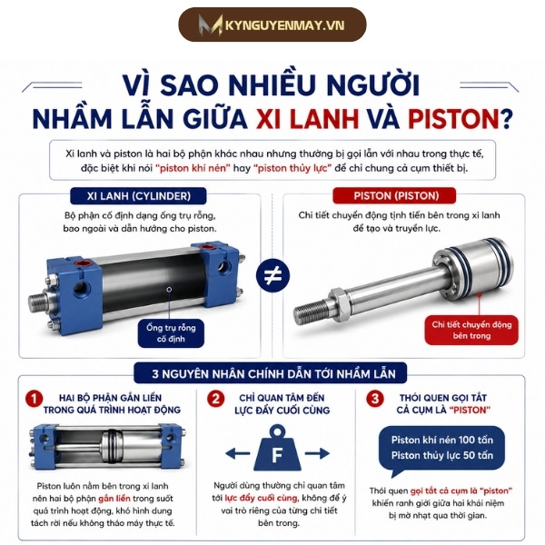 Vì sao nhiều người nhầm lẫn giữa xi lanh và piston?
