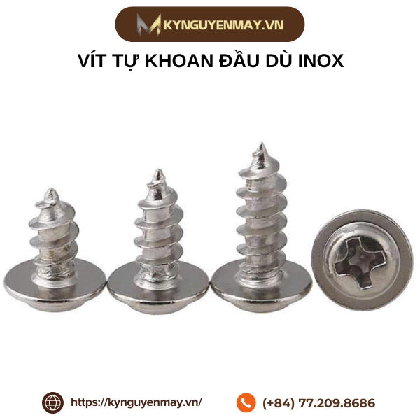 Vít tự khoan đầu dù inox