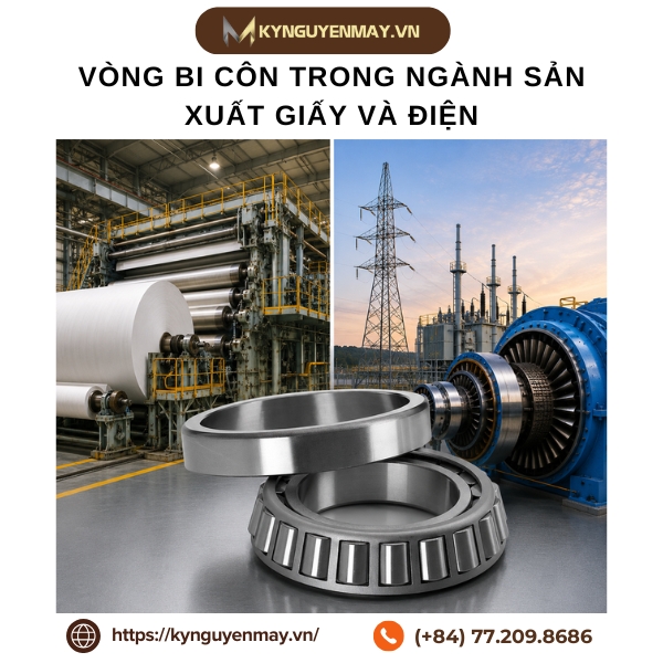 Ảnh vòng bi côn trong ngành sản xuất giấy và điện