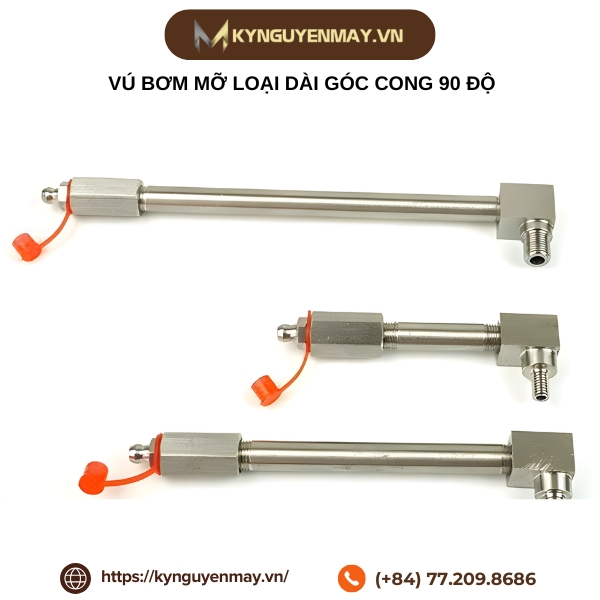 Vú bơm mỡ loại dài góc cong 90 độ