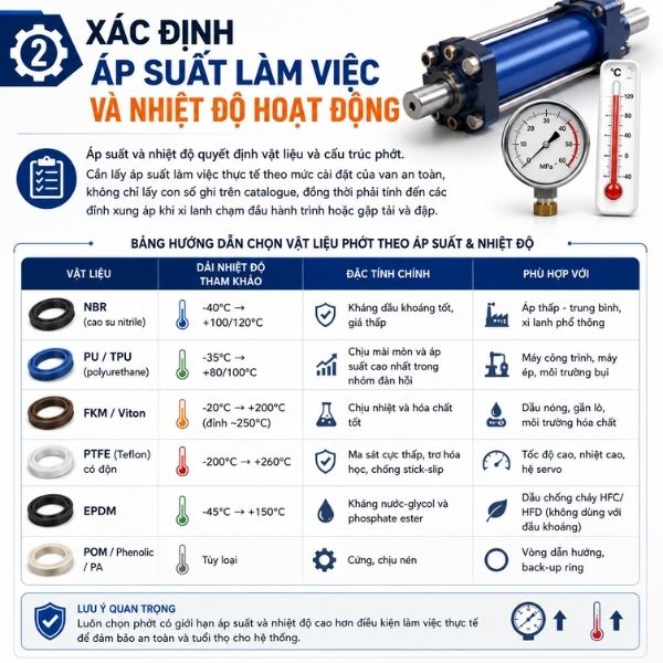 Xác định áp suất làm việc và nhiệt độ hoạt động