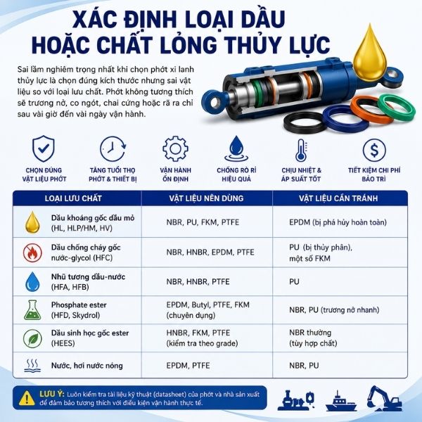 Xác định loại dầu hoặc chất lỏng thủy lực