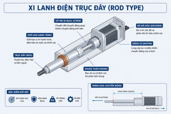 Xi lanh điện trục đẩy
