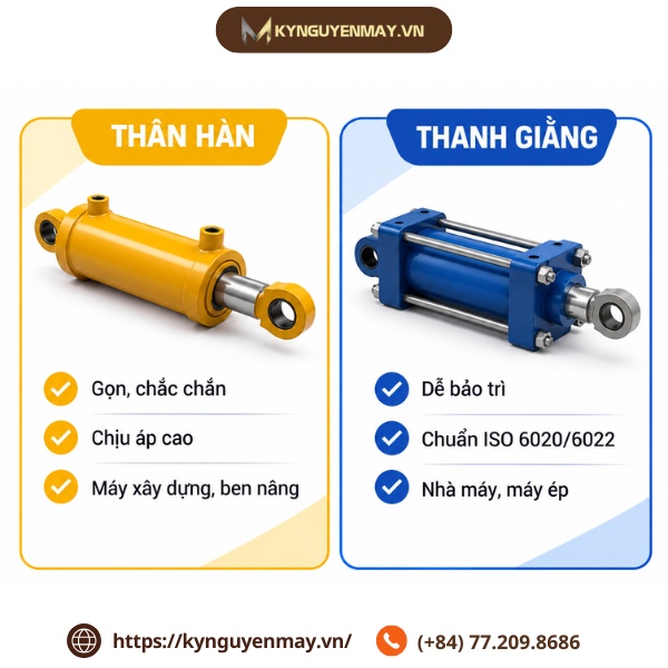 XI lanh thuỷ lực thân hàn và thanh giằng
