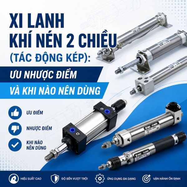 Xi lanh khí nén 2 chiều (Tác động kép): Ưu nhược điểm và khi nào nên dùng