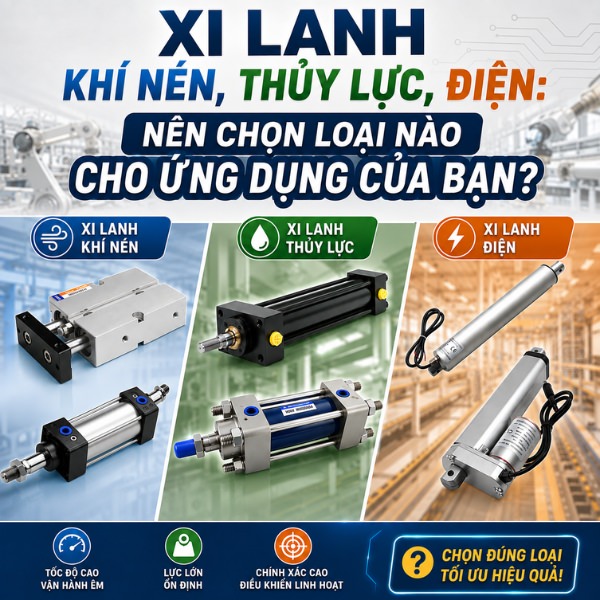Xi lanh khí nén, thủy lực, điện: Nên chọn loại nào cho ứng dụng của bạn?