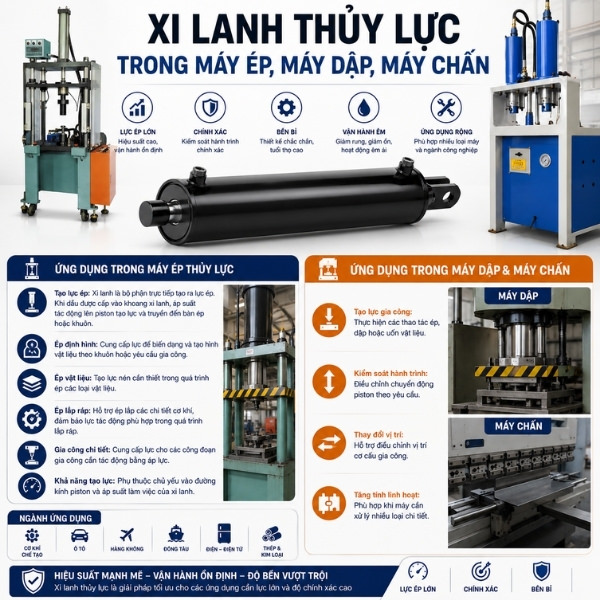 Xi lanh thủy lực trong máy ép, máy dập, máy chấn