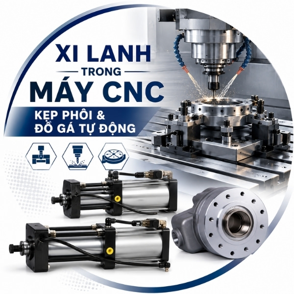 Xi lanh trong máy CNC: Kẹp phôi và đồ gá tự động