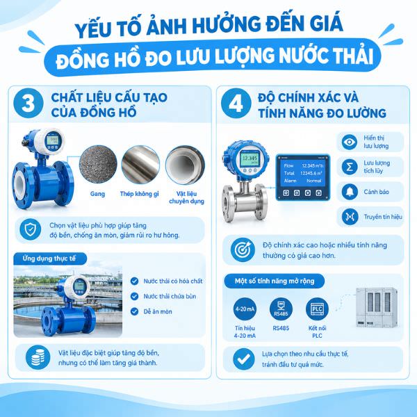 Các yếu tố ảnh hướng đến giá đồng hồ đo lưu lượng nước thải