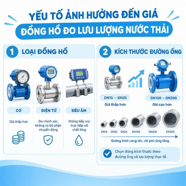 Các yếu tố ảnh hướng đến giá đồng hồ đo lưu lượng nước thải