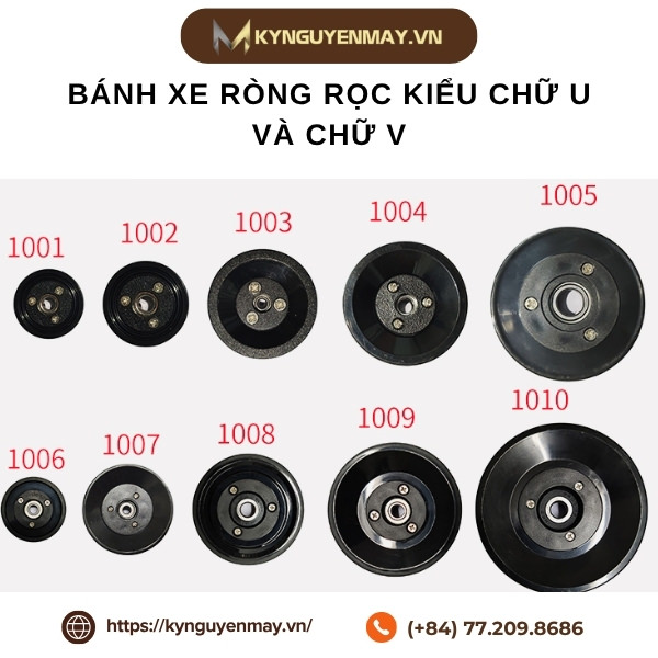 Bánh xe ròng rọc kiểu chữ U và chữ V