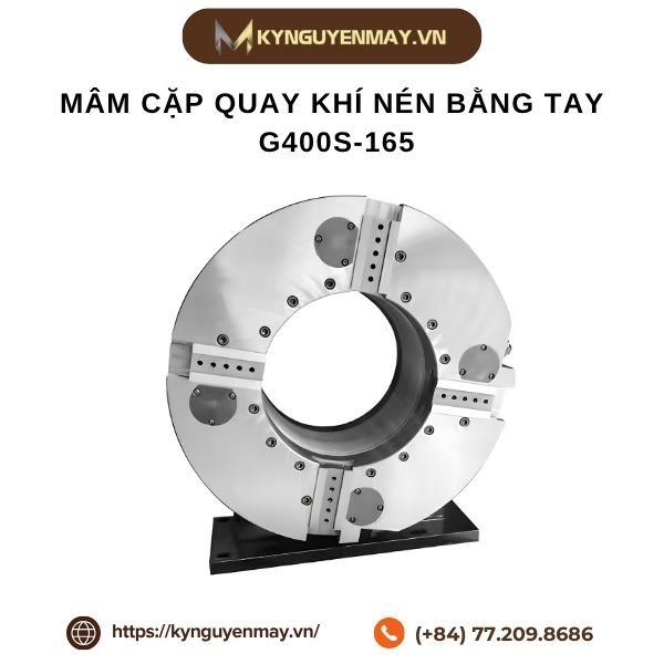 Mâm cặp quay khí nén bằng tay LINGMAN G400S-165