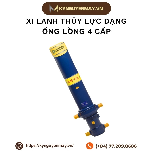 Xi lanh thủy lực dạng ống lồng 4 cấp dùng cho xe ben