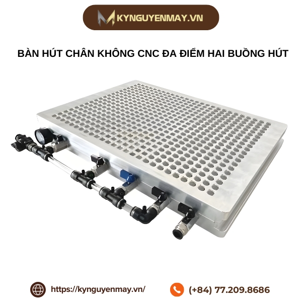 Bàn hút chân không CNC đa điểm hai buồng hút