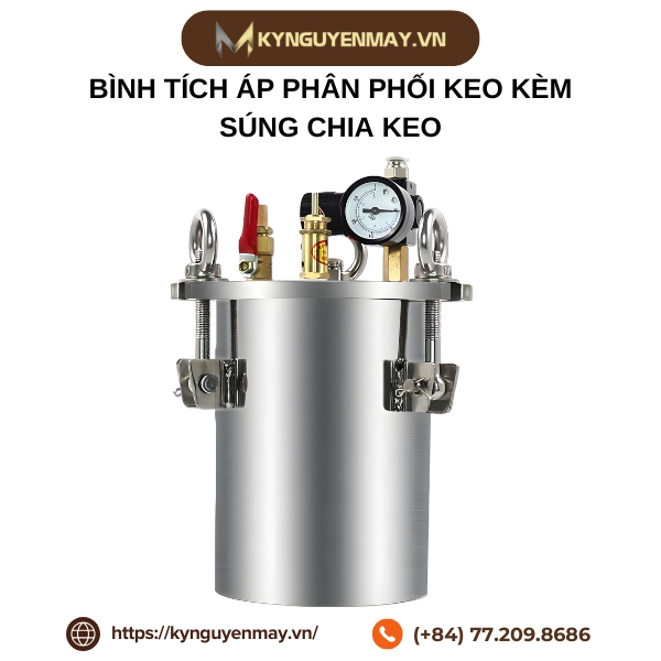 Bình tích áp phân phối keo kèm súng chia keo
