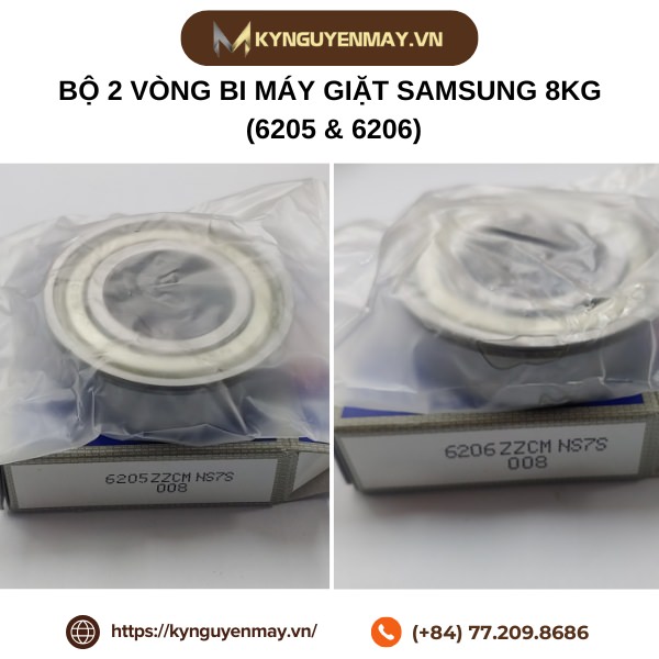 Bộ 2 vòng bi máy giặt SAMSUNG cửa ngang 8kg (Vòng bi 6205 & 6206)