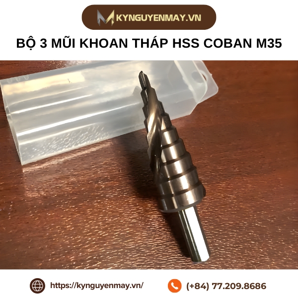 Bộ 3 mũi khoan tháp HSS coban M35