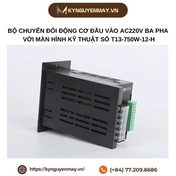 Bộ chuyển đổi động cơ đầu vào AC220V ba pha với màn hình kỹ thuật số T13-750W-12-H