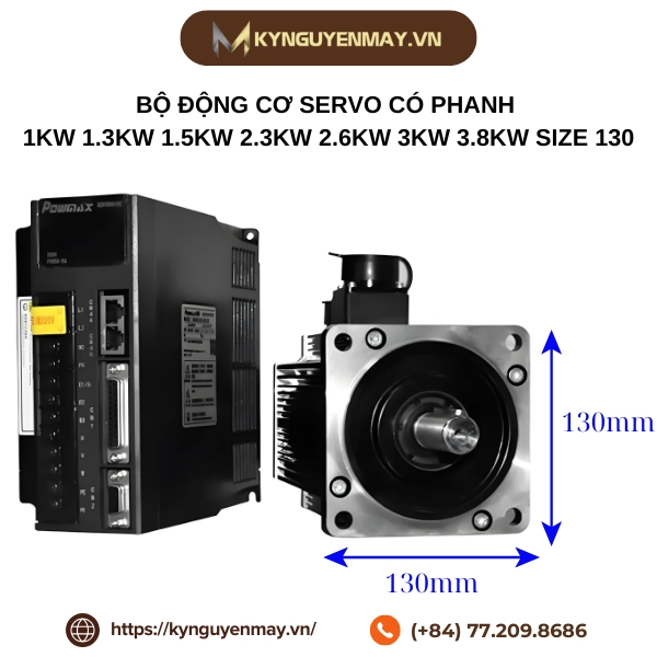 Bộ động cơ servo có phanh 1000W 1300W 1500W 2300W 2600W 3000W 3800W size 130