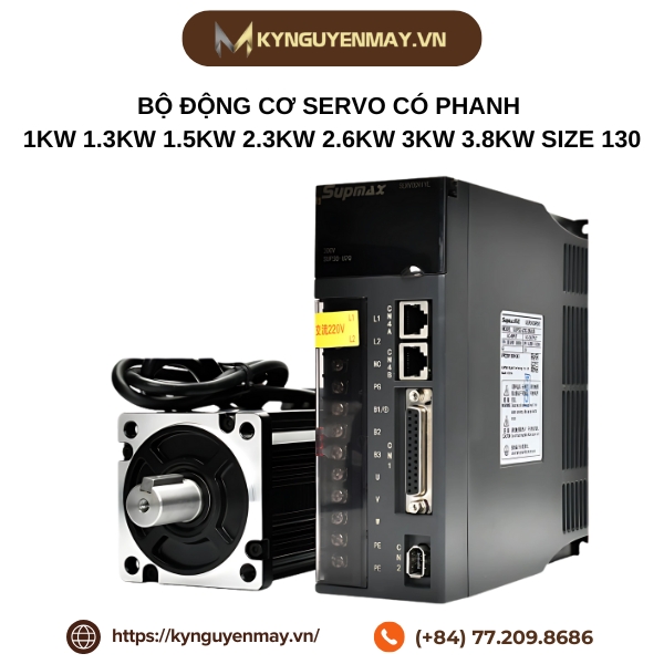 Bộ động cơ servo có phanh 1000W 1300W 1500W 2300W 2600W 3000W 3800W size 130