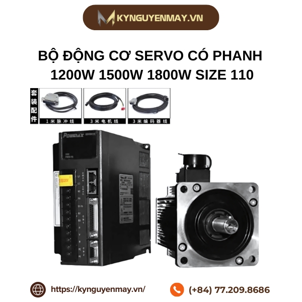 Bộ động cơ servo có phanh 1200W 1500W 1800W size 110