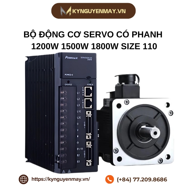 Bộ động cơ servo có phanh 1200W 1500W 1800W size 110