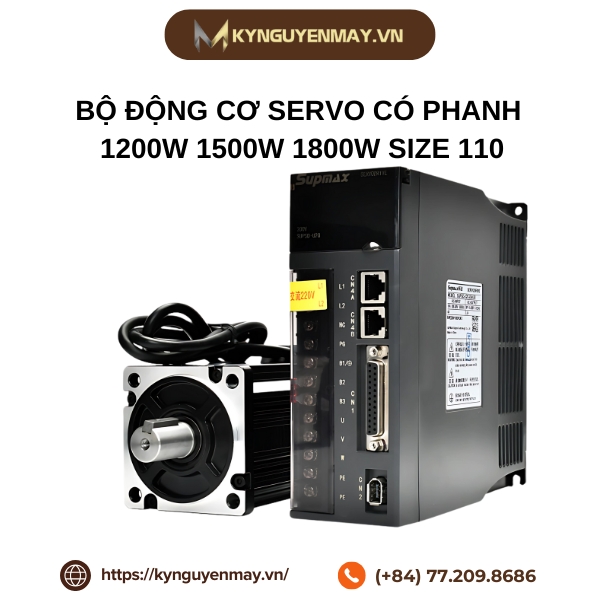 Bộ động cơ servo có phanh 1200W 1500W 1800W size 110